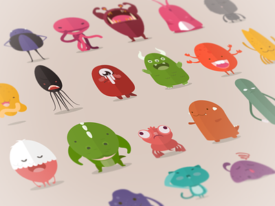 Catoblepas animals buatoom cat characters colors cute dog illustrations monsters octopus squid sticker