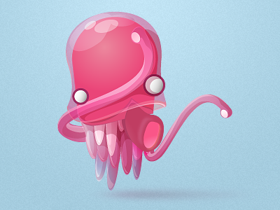 Jellypus buatoom character design fish glass illustration jelly octopus pink reflect