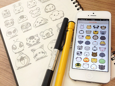 Animal Parade animal buatoom camera character cute icon process sketch sticker