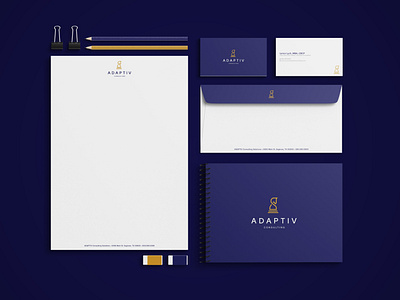 ADAPTIV branding brand branding chess horse knight logo stationery