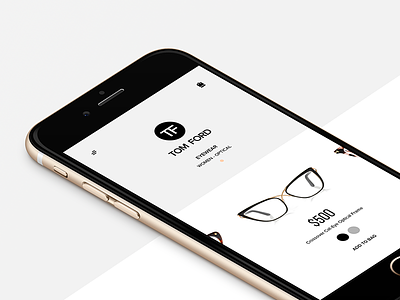 TF Concept App eyewear fashion glasses grey optical glasses tf tom ford ui user interface white