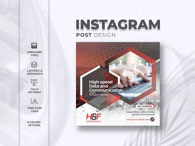 Technology Instagram post design ads banner branding cover design instagram post design instagram post template lettering social media design typography