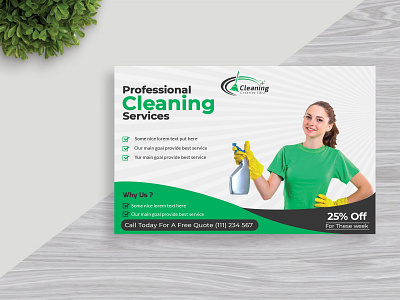 Cleaning Service Postcard Design animation app branding business card character clean creative design graphic design identity illustration illustrator lettering logo minimal type typography vector web website