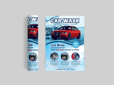 Car wash flyer design branding business card character clean design identity illustration illustrator lettering typography