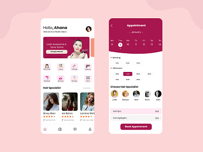 Salon & Beauty Services Mobile App design