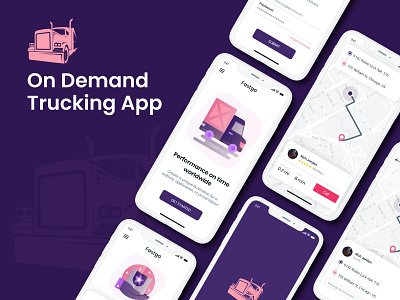 On Demand Trucking Solution app clone app development app ui logistics on demand app on demand solution online solution transport truck truck logo trucker trucking trucking solution