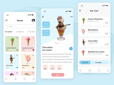 ice Cream Delivery App app app clone app design app development chocolate ice cream icecream illustration mobile app design mobile app ui mobile design strawberry