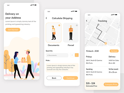 Courier Package Delivery Service App app design app designer app development app development company app ui courier logistics logo mobile app mobile app design package package mockup packages uber truck