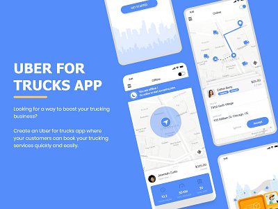 Uber For Trucks App UI app clone app design app development clone logistics mobile app mobile app design mobile ui transportation truck trucking uber uber app uber clone uber clone app uber design uber for trucks uber truck uiux