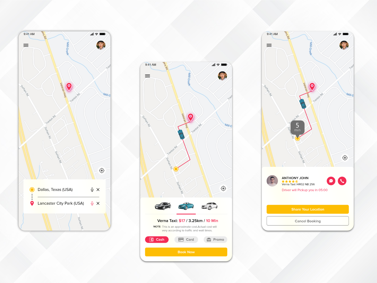 Uber Clone App UI designs, themes, templates and downloadable 