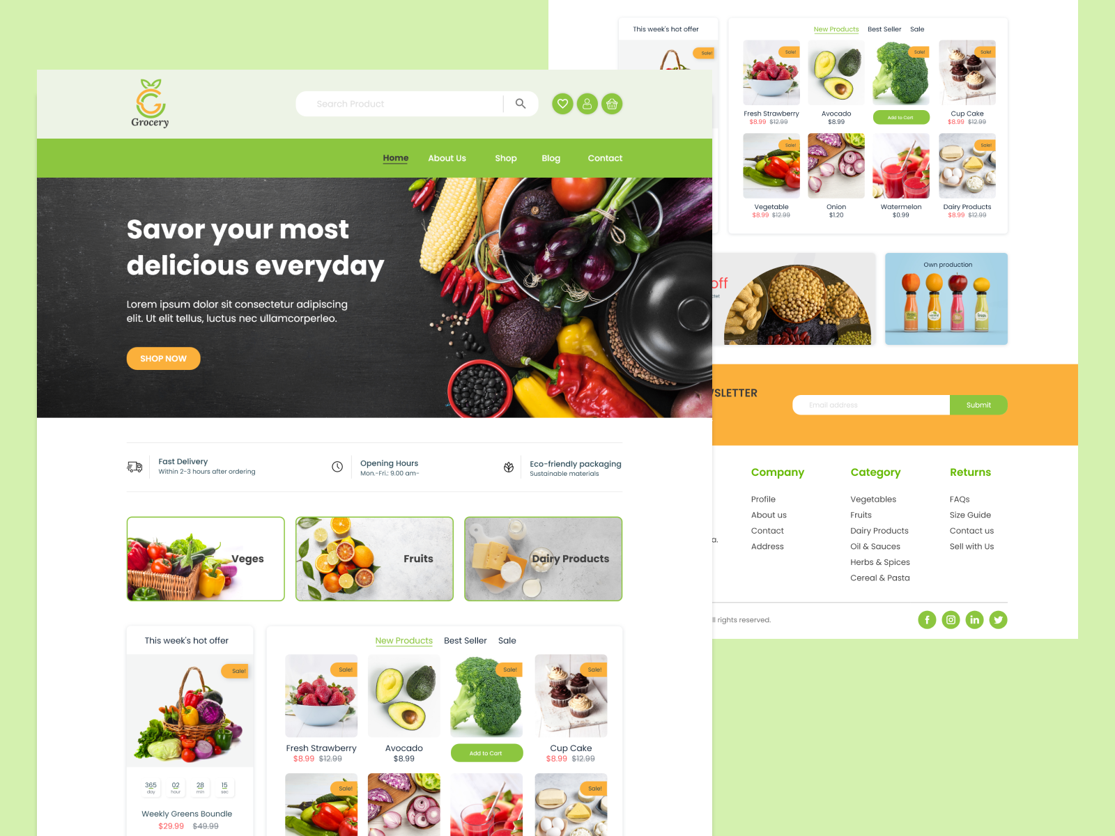 Grocery Delivery Website UI by aPurple on Dribbble