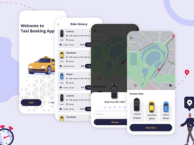Online Taxi 🚖 Booking App UI Design app clone app design app development app ui design illustration mobile app mobile app design online taxi booking app taxi booking app taxi service app