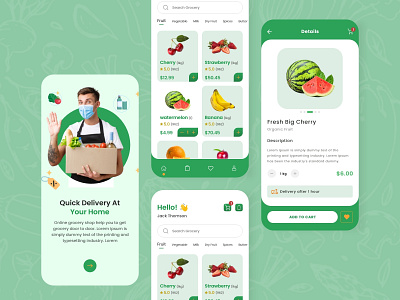 Grocery Delivery App UI Design android app app ui clean ui ecommerceapp food groceries grocery app grocery store ios market mobile ui products shopping shopping cart ui design ui kit ui ux userinterface vegetable app