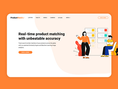 Product Match ai amazon desktop illustration landingpage orange shopping web