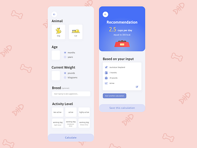 Pet Food Calculator calculator dailyui dailyui004 dailyuichallenge