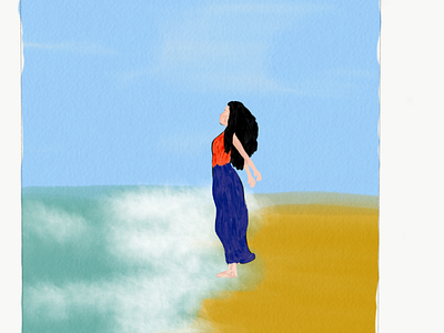On the beach beach girl waves wind