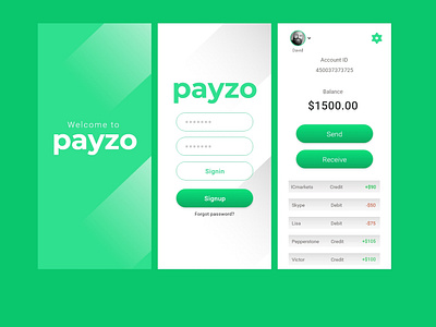 Payzo app layout design inspiration design web mobile app mobile app design payment app ui design visual design wireframe