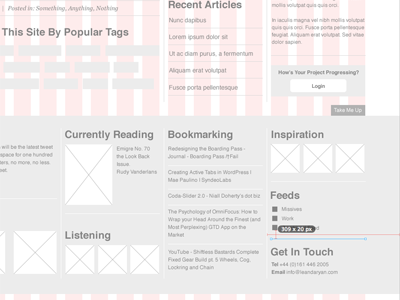 Not so pixel perfect wireframe 960 boxes fireworks footer grey grid homepage website white wide wireframe xscope