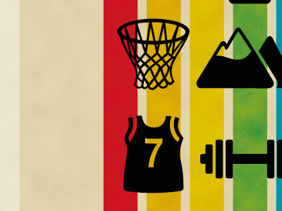 Basket Icon for Sports Poster icons retro stripes