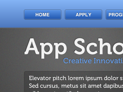 App School Navigation – Colour Alternative app blue buttons grey museo noise school website