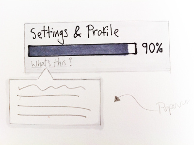 90% complete popover profile progress settings sketch wireframe