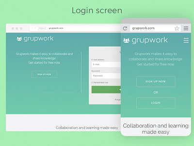 Grupwork - landing page and login