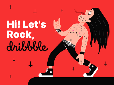 LET'S ROCK! 🤘 art character firstshot flat graphic illustraion illustrator music rock vector