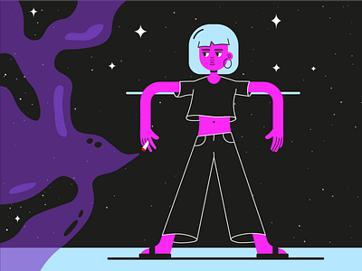 Smoked out character flat illustration illustrator pink smoke stars vector