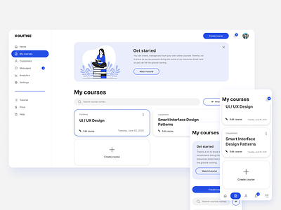 Course creation dashboard