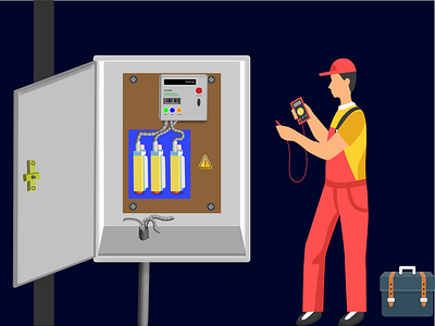 Electric Meter Illustrator electric meter electrician illustration repairing meter vector