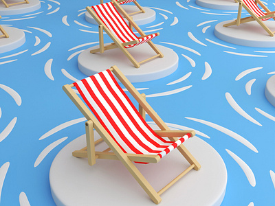 Sunbed 3D Illustration