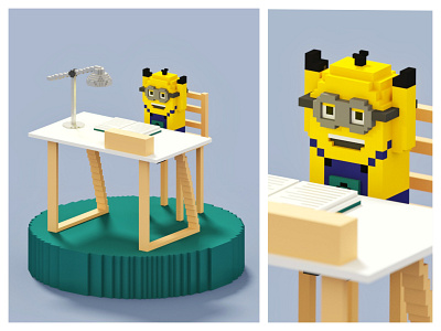 Minion Illustration - Voxel Art