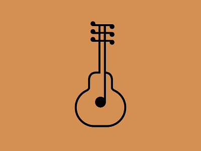 2D Guitar ‒ Icon circle dot geometric guitar icon line music note square
