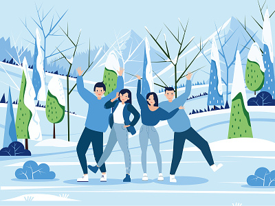 Winter with friends forest friends illustration winter
