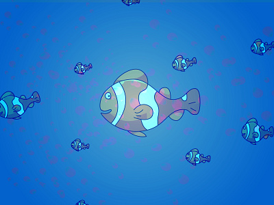 UNDERWATER CLOWN FISH ILLUSTRATION design drawing dribbble illustration minimal ui vector