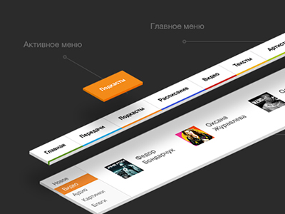 Proactive FM UI elements. Menu