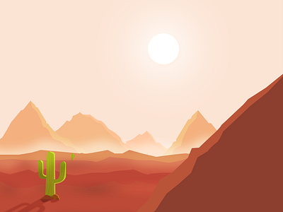 The Desert Landscape cactus design flat heat illustration illustrator light minimal mountain perspective summer sun vector wind