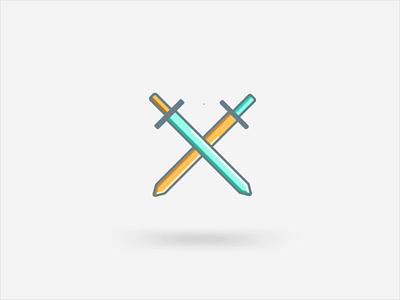 Sword Fight aftereffects animation blue design fight flat icon illustrator minimal motiongraphics strike sword vector yellow