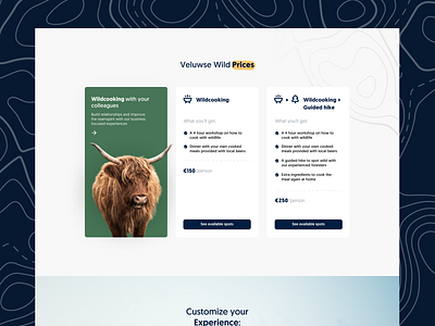 Pricing page Wild experiences