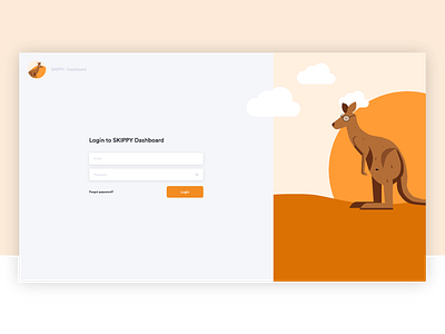 Dashboard login screen animals app branding dashboard flat icon illustration login login design orange ui vector