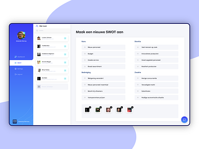 SWOT Dashboard blue dashboard flat invision sketch studio