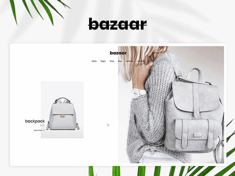 Bazaar - A Modern, Sharp eCommerce Theme animation app cart design ecommerce fashion graphic hello dribble minimal modern pastel shop slider splitscreen store ui ux web website white