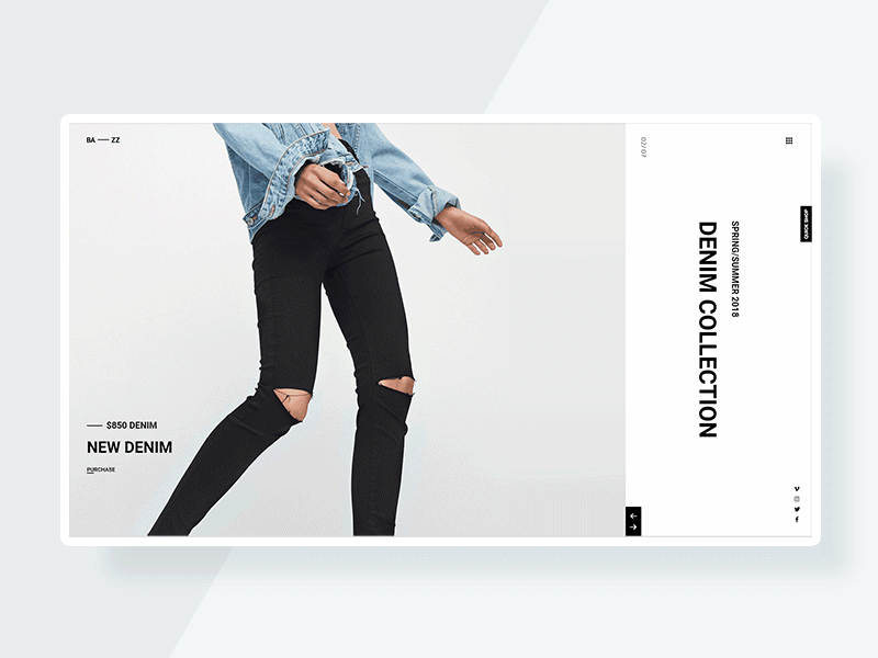 Split Tile Slider - Bazz Ecommerce theme animation design fashion graphic art hello dribbble interace interaction design menu design minimal navigation portfolio shop slide store transition ui urban ux web website