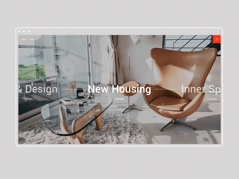 Aarhus - Portfolio Slider animation architecture asymmetric design furniture hello dribbble interior minimal modern motion portfolio shop showcase slider ui ui ux design ux ux design web deisgn website