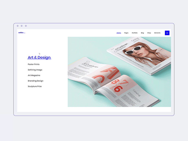 Interactive Links - Sekko Portfolio Theme art design graphic design hello dribbble horizontal interface minimal modern pastel portfolio portfolio design project scroll showcase slide ui ux vector web desgin website