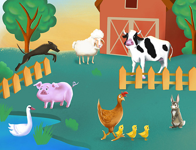 Farm animals farm illustration procreate