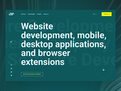 W030 branding clean website dark green header landing minimal outsource software studio top uidesign uxui