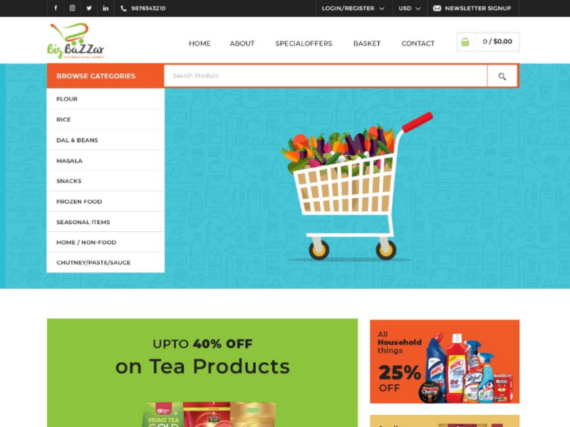 bigbazzar web page design psd photoshop design riturohilla bigbazzar market products woocommerce user experience user interface design userinterface ux ui webpagedesign