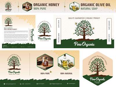 Banners and Labels design banner design branding design honeycomb label design organic packaging design riturohilla