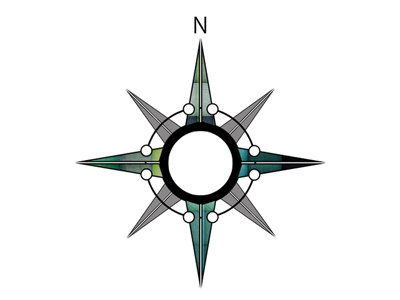 wind rose (for PNSAC signage) cartography graphic design map natural park north panels pedestrian route print signage signs wind rose